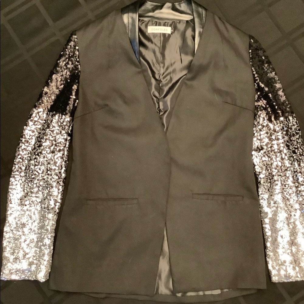 Black Blazer with Sequin Sleeves